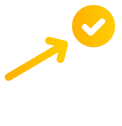 bar graph trending upward with a checkmark at the top