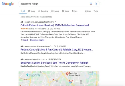 pest control raleigh google search