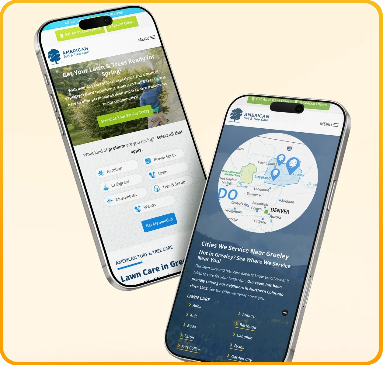 American Turf and Tree website mobile mockup