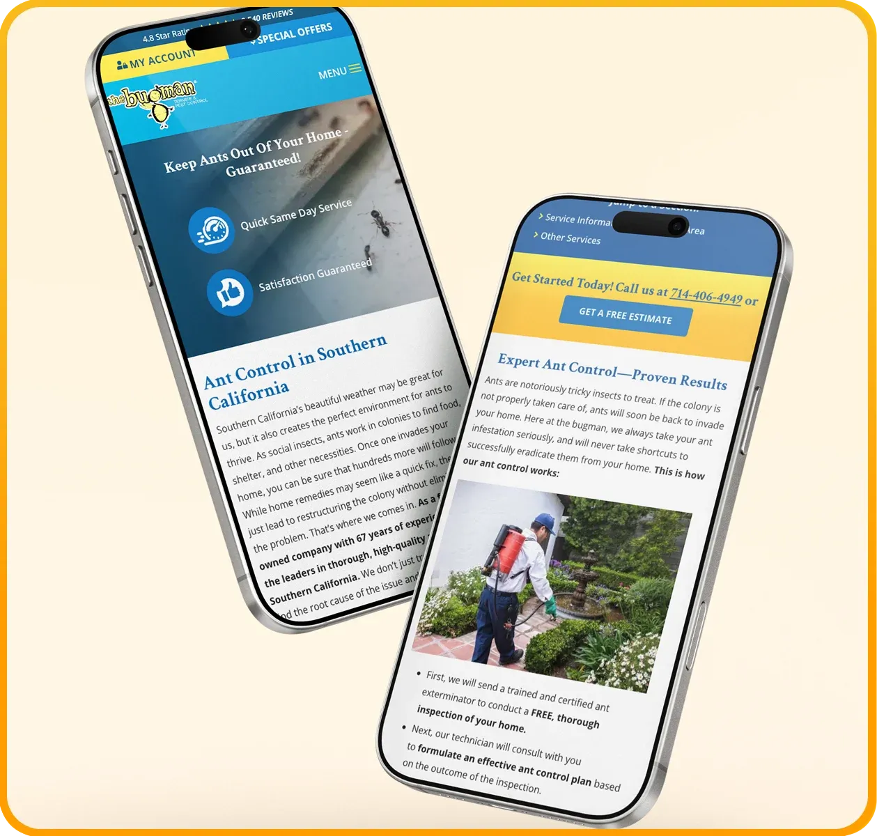 bugman mobile website mockup