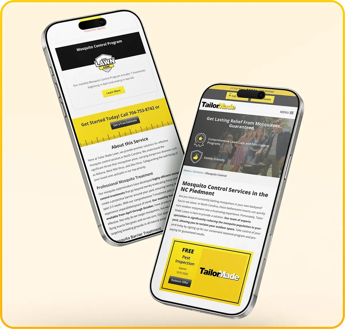 Tailormade phone website mockup