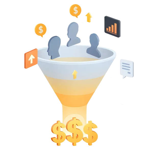 funnel graphic, convert leads