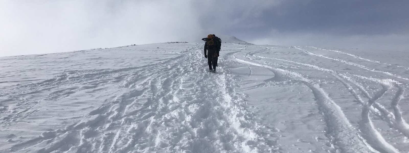 Mountain climbing in the snow