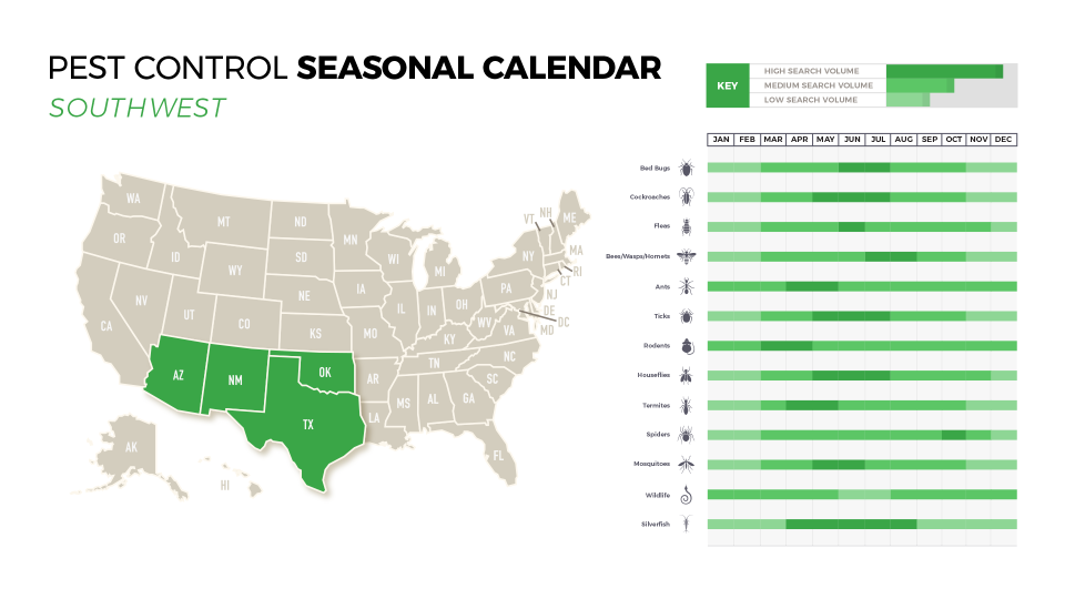 Coalmarch Pest Control Seasonal Calendar – Southwest