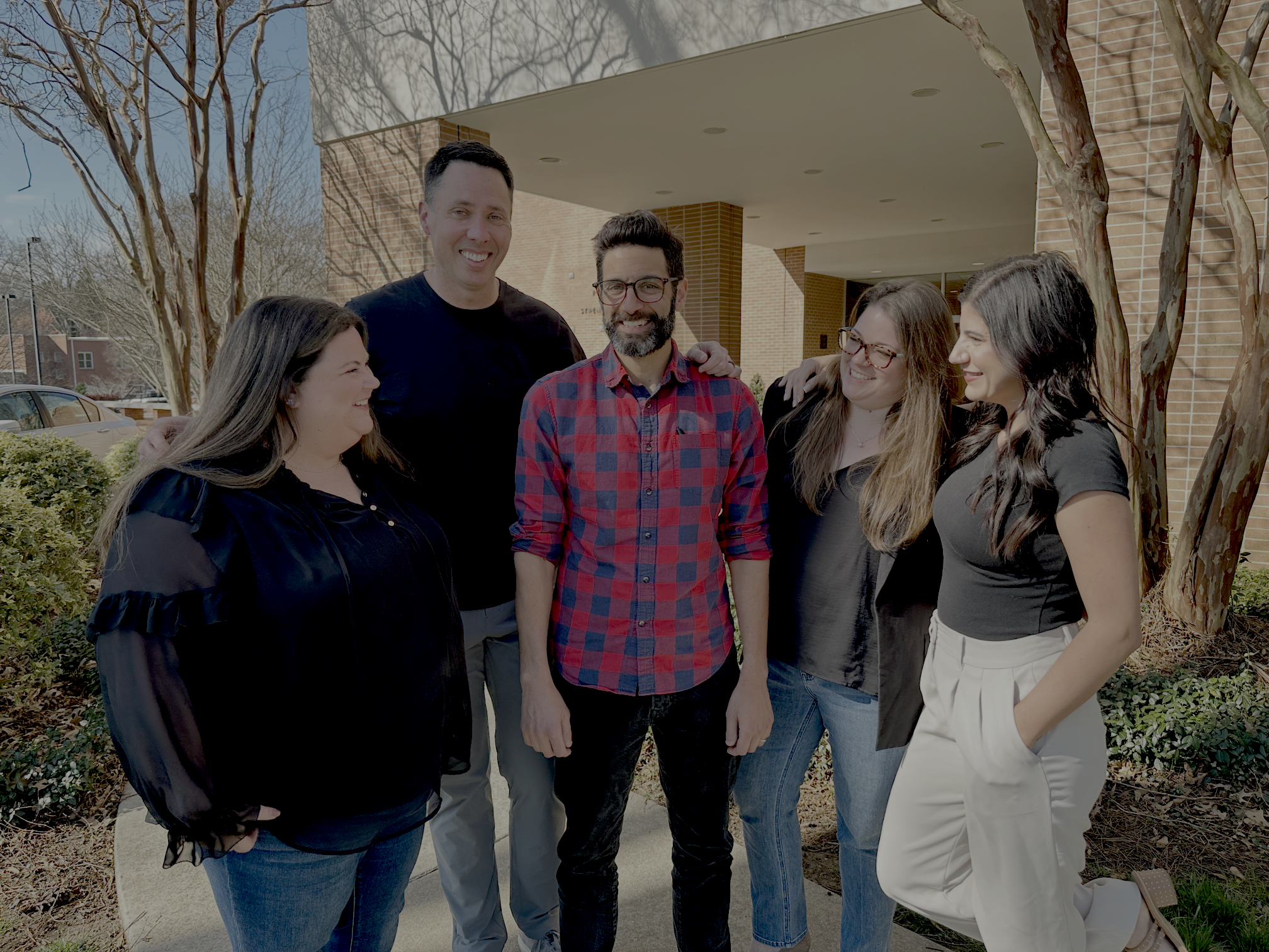 rachel, jeff, frank, christin, and rachel standing outside smiling