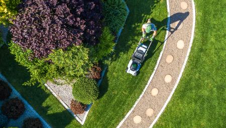 man mowing a lawn